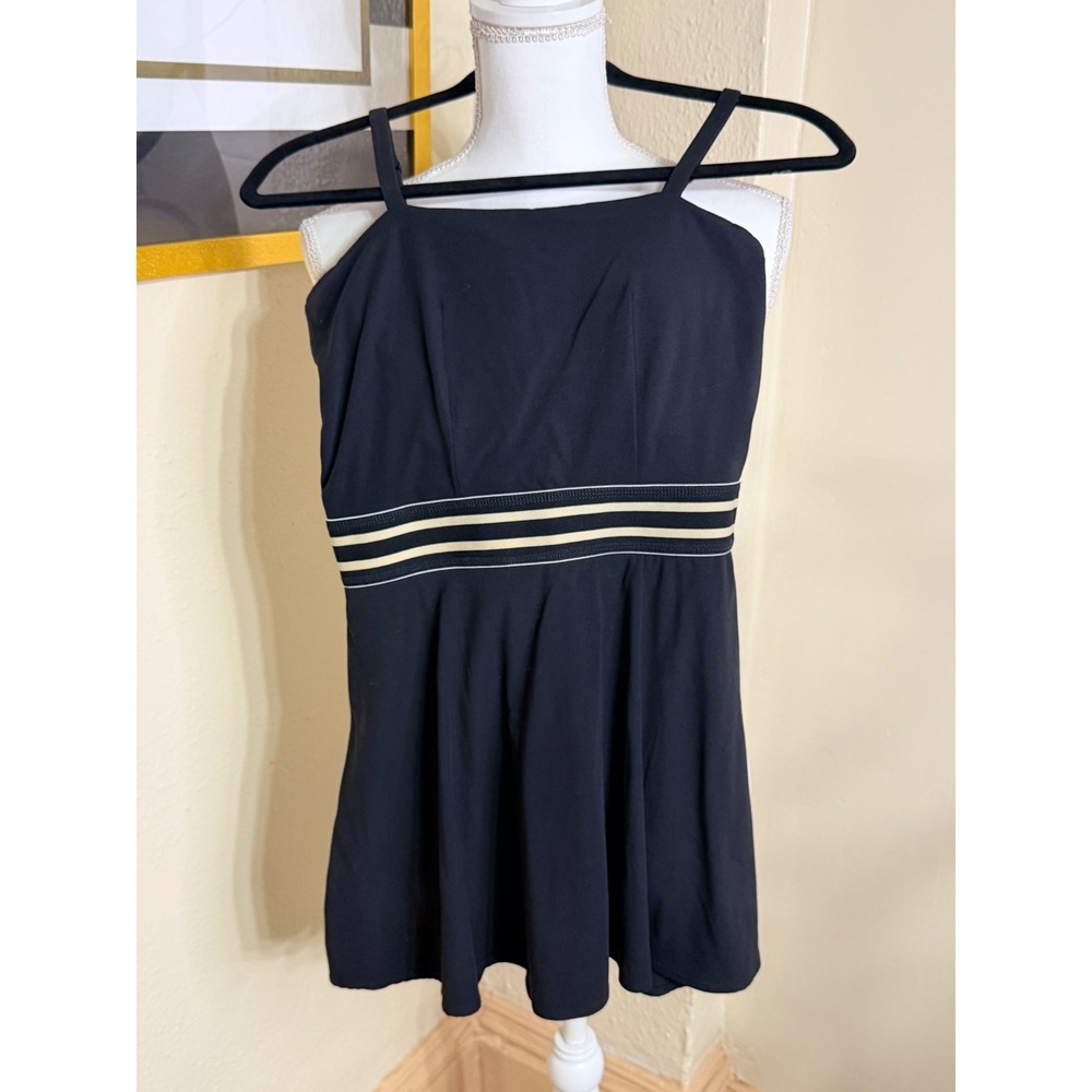 JoyLab Black Active Dress Square Neck Striped Waist Tennis Athleisure XS